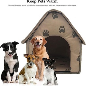 Manufacturer supplies foldable paw print pet <b>beds</b>, portable indoor dog <b>houses</b> suitable for small to medium-sized dogs. - Product Image 3