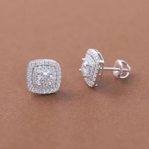 Pendientes de Diamantes Blancos Cultivados en Laboratorio de Plata de Ley 925, Joyería Elegante y Sencilla, Regalo para Mujer, para Bodas y Uso Diario - Product Image 4