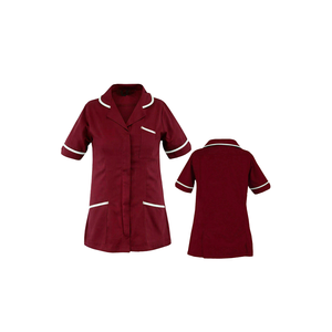 Ropa de trabajo sanitaria de algodón con cuello, mangas y bolsillos, unisex, para adultos, azul claro - Product Image 1