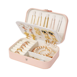 Portable Jewelry Box 7 Inch PU Material Button Closure Lightweight Storage Case For Earrings Necklaces Rings Lady Style - Product Image 5