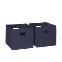 Cajas de Almacenamiento Plegables Azul Marino con Asas, Organizador de Tela y Cesta de Almacenamiento Plegable, Juego de 2