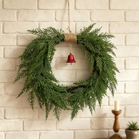 Guirlande de Noël en plastique, aiguilles de pin artificielles, clochettes rouges, ornements suspendus, décorations murales pour les fêtes, modèle SD-2