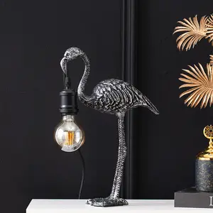 Restaurant Salon langlebige dekorative niedliche Tier Schlafzimmer Beleuchtung Lampe antike Harz Skulptur Flamingo Tisch lampen