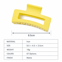 Shily&OS Premium Pince à Cheveux Carrée Mate Élégante Faite à la Main de 8,5 cm - 67 Couleurs Pinces Requin pour Chignon pour Femmes (Plastique)