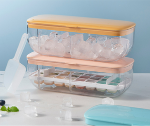 Moule à glaçons créatif double couche en silicone 2022 de qualité alimentaire avec rebord, écologique, boîte transparente et pelle à glace - Product Image 1