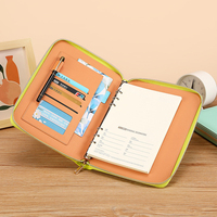 Carpeta de Archivos de Cuero PU Colorida para Oficina o Escuela, Cuaderno, Diario, Funda Protectora con Cierre