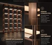 Porte-vin et armoire en acier inoxydable moderne avec rétroéclairage LED personnalisé et design écologique pour la décoration de la maison et du hall