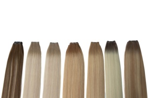 Extensiones de Cabello Humano Virgen Remy Europeas Invisibles para Genius Weft Highlight, Cabello Brasileño y Ruso, al por Mayor, Rubias y Negras, de Una Sola Pieza - Product Image 2
