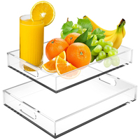 Plateau de service rectangulaire en acrylique transparent avec poignée, personnalisable avec logo, pour table basse, idéal pour la présentation décorative - Vente chaude OEM