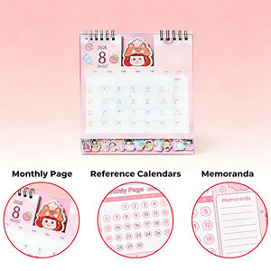 <span class=keywords><strong>Calendrier</strong></span> de bureau à spirale mensuel avec logo personnalisé de dessin animé Kawaii, imprimé, organisateur de station, 2022 <span class=keywords><strong>2023</strong></span>, support de table, <span class=keywords><strong>calendrier</strong></span> à retourner - Product Image 3