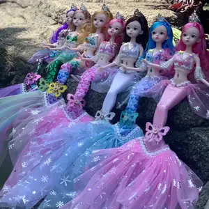 Cute 45CM costume mermaid cartoon action figure toys Cheap handmade Princess doll toys Girl birthday gifts Holiday toys