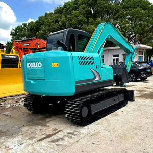 Excavadora de cadenas KOBELCO usada, modelo SK75 Super, color verde azulado, equipo de construcción de alta resistencia. - Product Image 1
