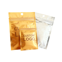 Sacs en mylar plats refermables avec logo personnalisé, couleur or, résistants aux odeurs, thermoscellables, pour l'emballage alimentaire, avec fermeture éclair
