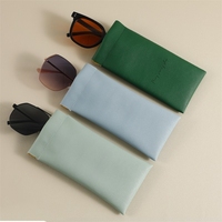 Pochette pour lunettes de soleil en cuir PU avec logo personnalisé étui à lunettes portable et souple de haute qualité avec rangement à ressort pour lunettes porte-pochette