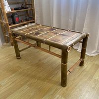 Ensemble complet de table et chaises en bambou écologique - Table de repas d'extérieur de style vintage chinois pour parc, bureau et utilisation avec hot pot