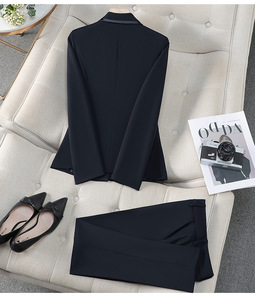 Ensemble de tailleur pour <span class=keywords><strong>femme</strong></span> en 2 pièces, blazer cintré à un bouton et pantalon droit, tenue de travail formelle - Product Image 4