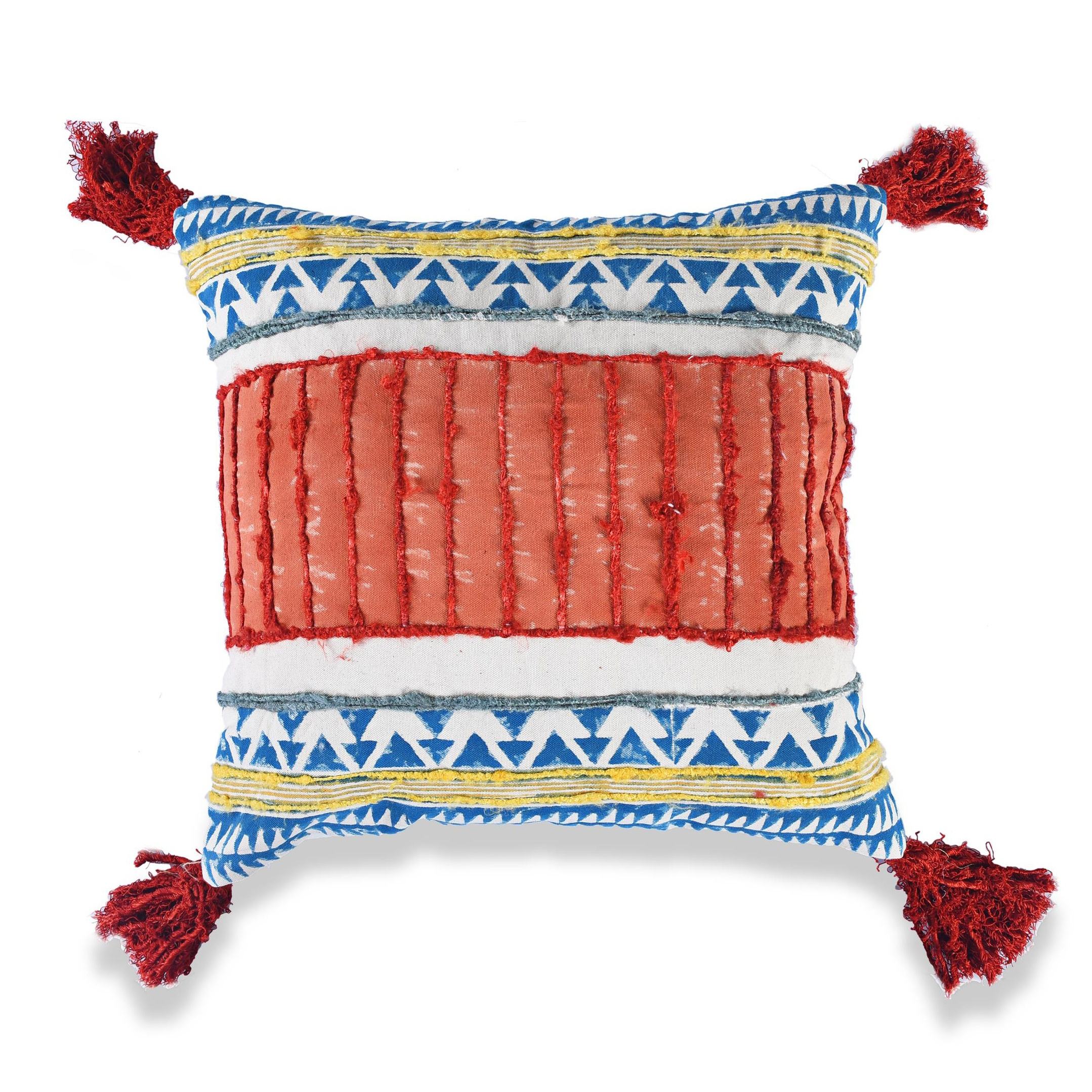 Light Rust Brown, Blue and White