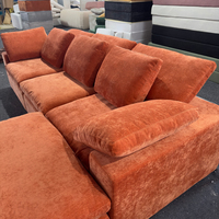 Sofá Modular de Tela Acolchada Naranja para Sala de Estar, Sofá Seccional en Forma de L de 3 Plazas, Suave y Comprimido