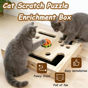 ZMaker - Nuevo Juguete de Madera para Gatos, Caja de Rascador para Gatos, Rompecabezas de Madera con Papel de Lija - Product Image 3