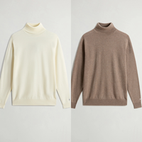 Sweatshirts pour hommes en tricot côtelé, col roulé, poignets et ourlet, doux et délicats pour la peau