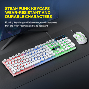 <span class=keywords><strong>Clavier</strong></span> <span class=keywords><strong>et</strong></span> <span class=keywords><strong>souris</strong></span> de jeu filaires LED professionnels T-WOLF, rétroéclairés, taille standard, 104 touches, <span class=keywords><strong>clavier</strong></span> punk, <span class=keywords><strong>souris</strong></span> pour joueur de bureau - Product Image 4