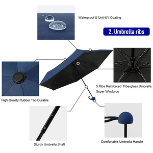 Parapluie de poche pliable en 5 sections, léger, anti-UV, idéal pour les voyages - Product Image 3