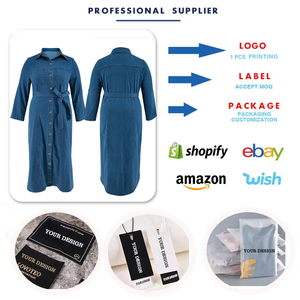 Y218602, vestidos de mezclilla de talla grande de alta calidad para mujer, vestidos informales de manga larga con cuello vuelto, vestidos vaqueros de otoño para mujer <span class=keywords><strong>Ha</strong></span> - Product Image 4