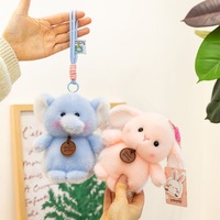 Joli porte-clés en peluche parfumé en forme d'éléphant ou de lapin, breloque pour sac d'école, jouet en peluche doux, cadeau pour enfants