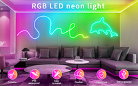 Bandes lumineuses LED néon intelligentes contrôlables par application, étanches, kit complet USB pour salle de jeux et Noël