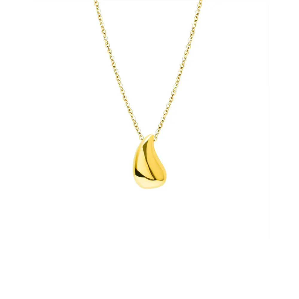 Minimalist Stainless Steel Gold Waterdrop Pendant Necklace for Women Classic Exquisite Metal Neck Jewelry