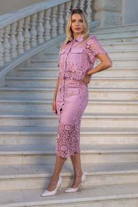 ADYABY <strong>2026</strong> Trending <strong>Fashion</strong> Mermaid Dress Women's Summer Hollow Out Lace Floral MiDi Party <strong>Wear</strong> with Buttons Belt - Product Image 3