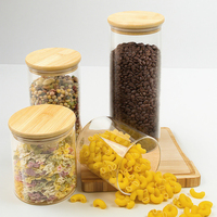 Pot à épices hermétique en verre borosilicate avec couvercle en bambou, design moderne et luxueux, 0,5-1L, écologique, conteneur de stockage personnalisable avec logo