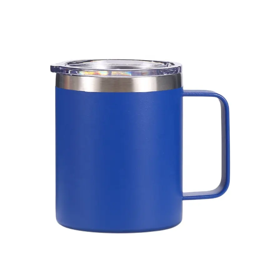 Caneca de café com alça para cor personalizada 12oz, copo térmico isolado à vácuo de aço inoxidável para viagem