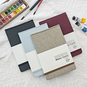 Libro de bocetos de acuarela retro, tamaño A5, tapa dura de lino y algodón con cubierta de tela cosida con hilo, cuaderno interior de 60 páginas, estilo impreso - Product Image 1