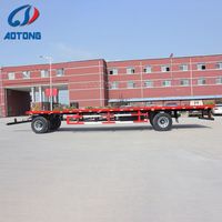 Remorques complètes à plateau plat pour le transport de conteneurs et de gros équipements, 2 essieux, 15-20 tonnes, avec barre de traction