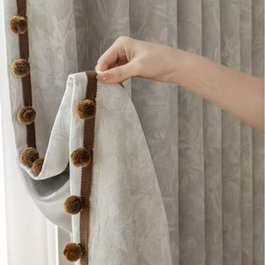 Nouveaux rideaux en chenille jacquard gaufré à la française, rideaux occultants thermiques à motif floral pour salon et chambre à coucher - Product Image 1