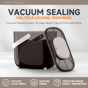 Balde de Armazenamento de Ração para Animais de Estimação com Vácuo Inteligente - 10L à Prova de Umidade/Insetos para Ração de Gato/Cachorro - Product Image 2