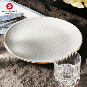 Weiye In Ceramica singolo lato dritto disco grigio bordo in oro superficiale di riso piatto di insalata in ceramica <span class=keywords><strong>piatti</strong></span> e <span class=keywords><strong>piatti</strong></span> <span class=keywords><strong>per</strong></span> la casa e a20639W190G - Product Image 5