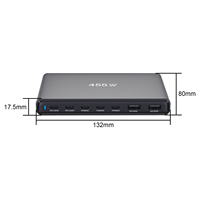 Pengisi daya USB C 455W blok 7-Multiport USB C, stasiun pengisian daya dinding Desktop Laptop GaN PD untuk iPhone 17 16 15