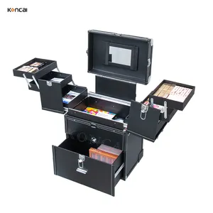 FAMA direct supplier Multi-function Rolling Studio Makeup Case New Year Colorful Makeup Nail Trolley Case