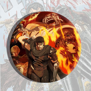 <span class=keywords><strong>Berserk</strong></span> la légende de Saberwind Badge Sceau de guerre Guts Pin Technique d'estampage Pendentif rond en fer blanc - Product Image 3