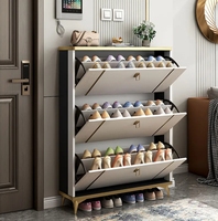 Meuble à chaussures basculant en bois ultra-fin de luxe léger, grande capacité, pour salle à manger et entrée, rangement simple et moderne, gain de place, facile à assembler