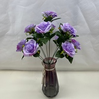 Bouquet de roses artificielles en soie, fausses fleurs de rose avec feuilles et gypsophile pour la décoration florale de la maison, des mariages et des vases