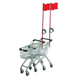 توريد OEM سيارة تسوق بلاستيكية روتاشونال للأطفال عربة تسوق مع أعلام - Product Image 3