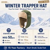Gorro de Invierno Tipo Ushanka, Forrado de Felpa Sintética, Cortavientos, con Orejeras, Correa para la Barbilla, Logotipo Personalizado, OEM, Venta al Por Mayor, MOQ Bajo