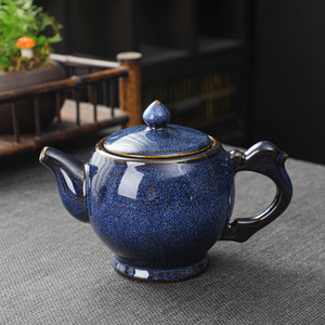 Juego de Té Kung Fu de Cerámica con Esmalte Tianmu, Estilo Kiln Change Gulan, Tetera y Taza Prácticas para Oficina y Hogar - Product Image 4