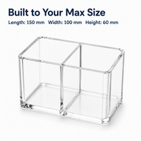 Boîte de bureau double compartiment en acrylique Calic, transparente, 2 compartiments, organisateur pour pinces et clés, taille personnalisée, OEM, vente en gros
