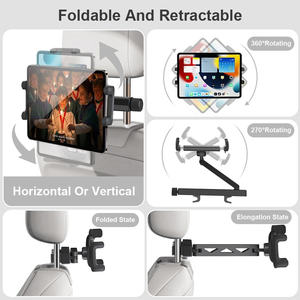 Suporte para Telefone e Tablet para Banco Traseiro de Carro Ajustável e Dobrável com Montagem Telescópica para Celulares e Tablets de 4.7 a 12.9 Polegadas - Product Image 6