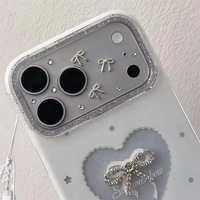 Protection d'objectif d'appareil photo 3D faite à la main avec diamants étincelants, étui pour iPhone 18 17 Pro Max/17 Pro, coque en verre trempé anti-rayures 9H