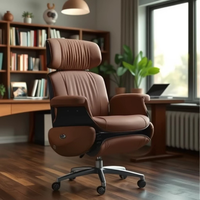 Chaise de bureau électrique de luxe en cuir de vachette véritable grande chaise inclinable électrique moderne patron PDG exécutif